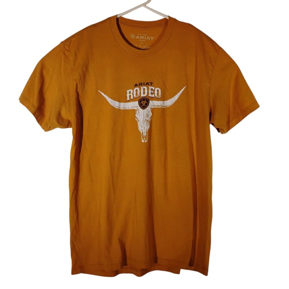 Ariat tshirt mens L Large brown rodeo bull skull graphic tee western cowboy